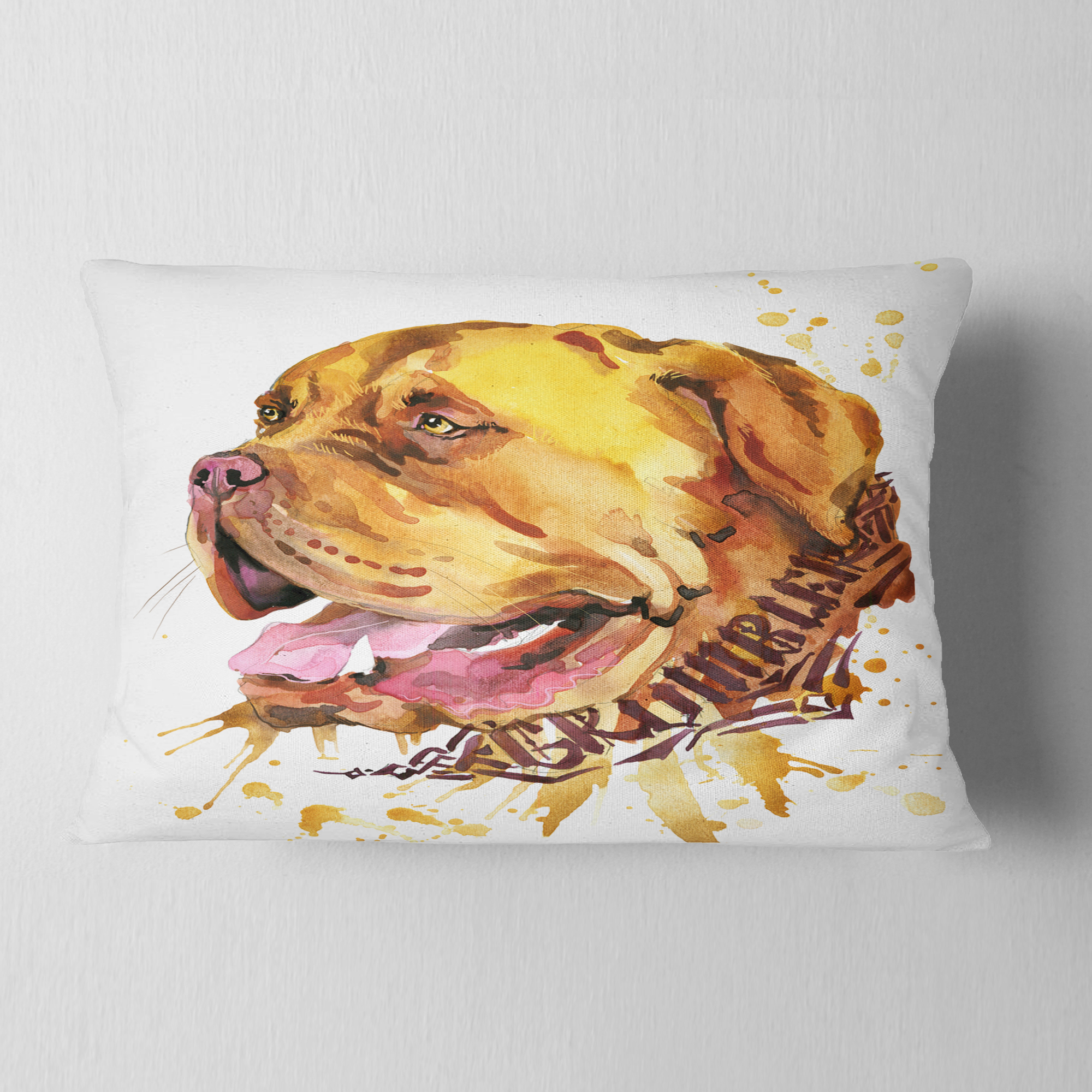 Designart Brown Dog Watercolor - Animal Throw Pillow - 12x20