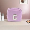thumbnail image 5 of Unique Bargains 1 Pc Letter C Pattern Makeup Bag for Travel Pink Purple Corduroy, 5 of 6
