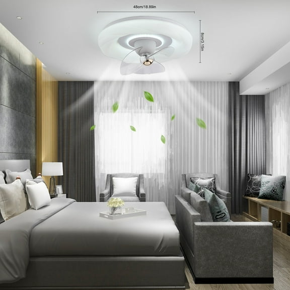 Ceiling Fan with Lights LED Remote Control Living Rooms Reversible Flush Mount Ceiling Light W/o Bulb