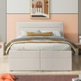 thumbnail image 2 of Queen Platform Bed with Storage, Wooden Platform Bed Frame Queen Size with Headboard, Lift Up Storage Bed, Queen Upholstered Bed with Hydraulic Storage System, Beige, 2 of 7