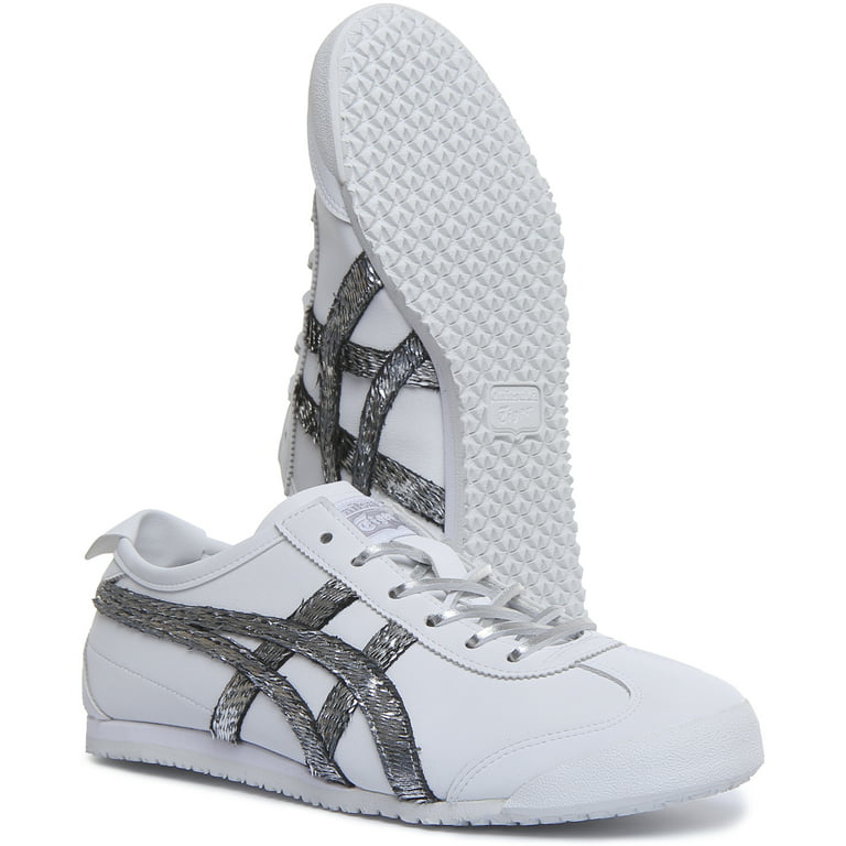 Mexico 66 Women's Leather Lace Up Casual Sneakers In White Silver Size - Walmart.com