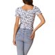 thumbnail image 3 of INSPIRAR CHIC Blusa Cortada de Manga Corta con Fruncido y Estampado Floral Rosa Azul M, 3 of 6