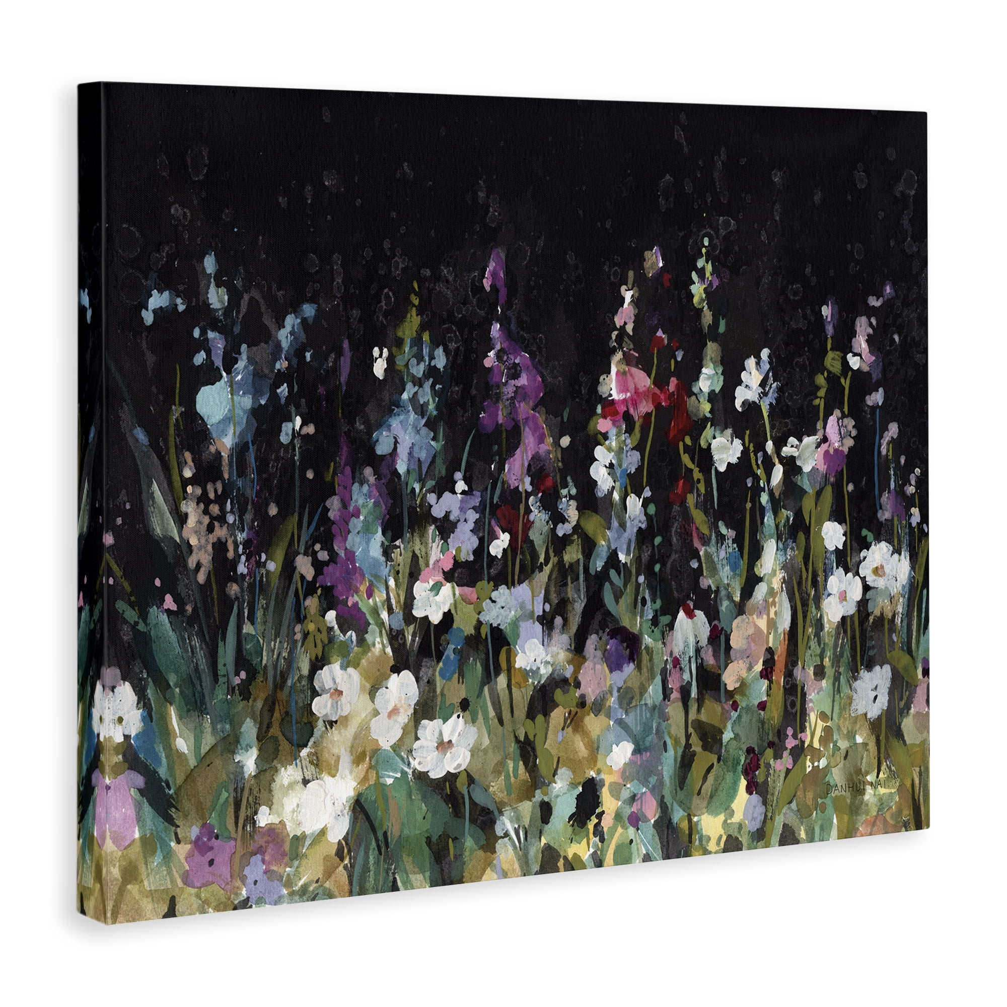 Stupell Industries Dark Garden Meadow Plants & Flowers Painting Wrapped Canvas Art Print Wall Art, 48 x 36