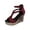 Wine, variant on YgkuHd Women's Casual Wedge Sandals Cutout Strappy Design Elasticated Ankle Strap Padded Insole Woven Espadrille Black,6.5