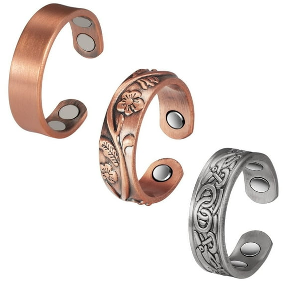 3PCS Pure Copper Rings Jewelry Set for Women, Magnetic Copper Rings, Christmas Gift for Mom Wife Daughter(CPR-0937 0915S 0932)