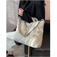 thumbnail image 3 of Kukuzhu Puffer Tote Bag Women Quilted Shoulder Crossbody Handbag Lattice Nylon Padded Hobo Cotton Puffy Purse Casual Satchel, 3 of 7