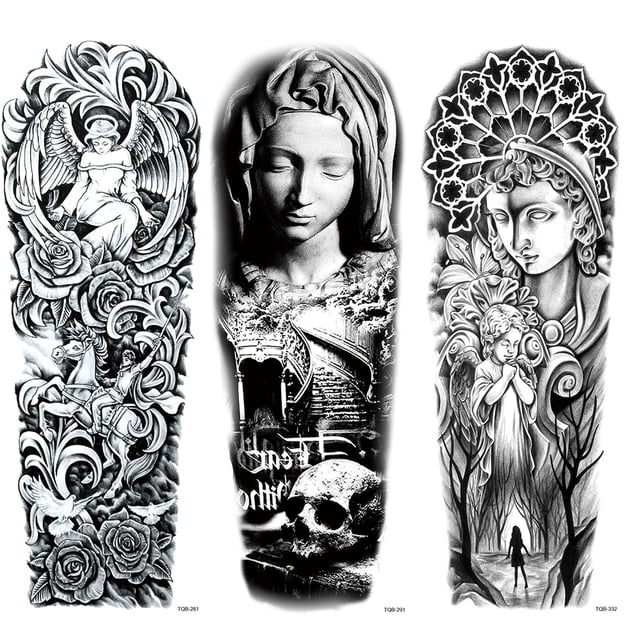 Kit Pegatinas Arte Figuras Tatuaje A Prueba 3D para Mujeres Y Hombres (Santa Madre Dios)