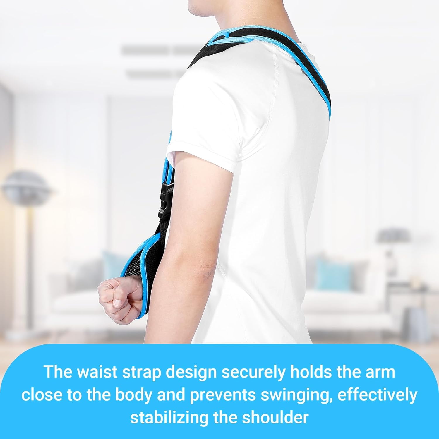 1 Pcs Arm Sling Shoulder Immobilizer for Women and Men, Adjustable Shoulder Sling for Torn Rotator Cuff Brace, Fits Left or Right, for Shoulders, Arm, Wrist, Elbow, and Clavicle Injury, Blue