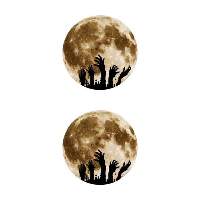 Billuyoard Calcomanía autoadhesiva de Halloween, calcomanía fluorescente, ventana, pared, luna luminosa, decoración de fiesta, cuervo, parca, calabaza YHW010 Luna 2piezas