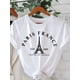 thumbnail image 1 of Short Sleeve Eiffel Tower Print Crew Neck T-shirt, Women's Casual Top for Summer & Spring, 1 of 4