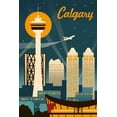 thumbnail image 3 of Tote Bag, Calgary, Alberta, Canada, Retro Skyline, Unisex, Reusable, Washable Canvas, Unique Art, 3 of 3