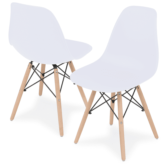 MoNiBloom Modern Shell Dining Room Chairs Set of 2, Lounge Chairs with Wood Legs, for Kitchen Dining Bedroom Living Room, White