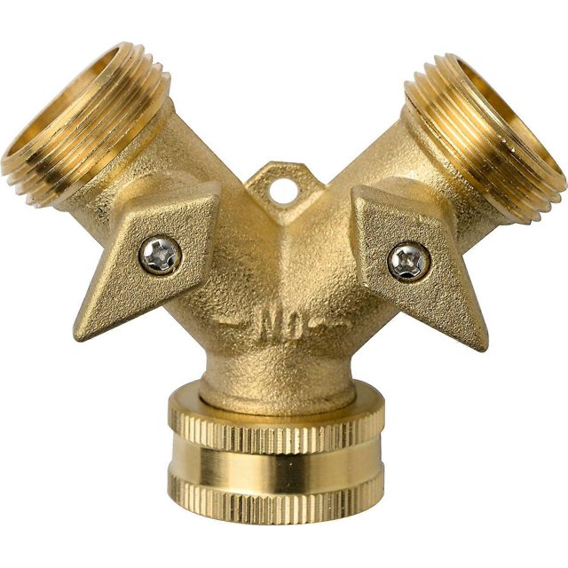 2 Way Brass Tap Y Valve Hose Splitter Garden Tap Connector Manifold 3/4" Brass Hose Fittings for Washing Machine Dishwasher