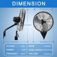 thumbnail image 2 of 20” Wall Mount Fan 7000 CFM High Velocity Industrial Heavy Duty Fan with 3-Speed Oscillating Commercial Use for Warehouse, Garage, Factory, Black, 2 of 8