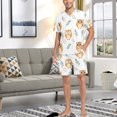 thumbnail image 7 of joogoo Men's Pajama Set Cartoon Owl Leaves V-Neck Pj Shorts Set 2 Piece Loungewear Sleepwear XXL, 7 of 7