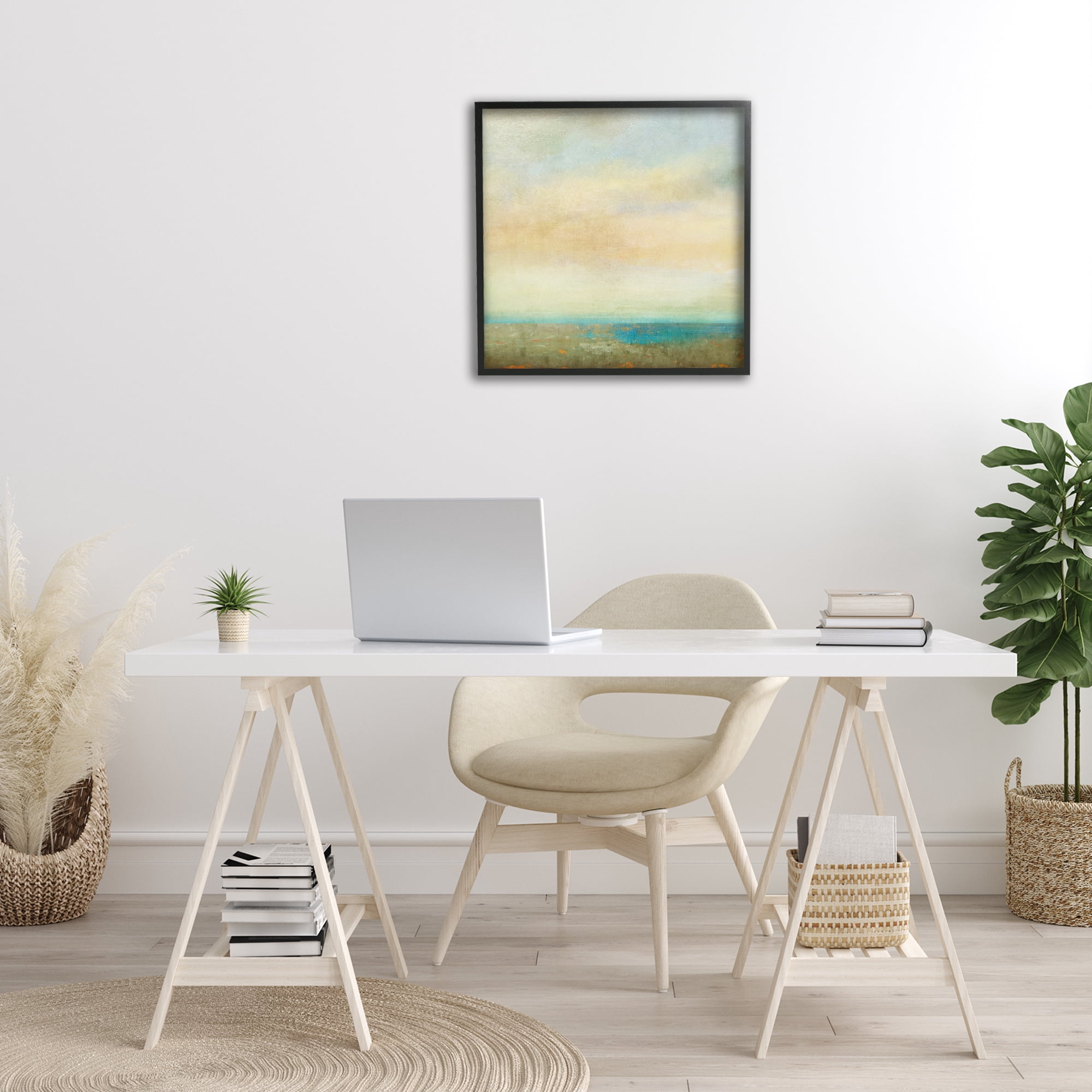Stupell Industries Abstract Sunlit landscape Landscape Painting Black Framed Art Print Wall Art, 24 x 24