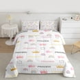 thumbnail image 2 of Homewish Princess Crown Queen Comforter Set,Cute Cartoon Rainbow Bedding Sets,White Pink Bedding Comforter Set For Girls,Luxury Bedroom Decor Reversible,3pcs, 2 of 8