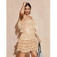 thumbnail image 6 of Women's Sequin Cocktail Dresses 1920s Flapper Dress Gatsby Fringe Mini Dresses Feather Prom Party Dress, 6 of 6