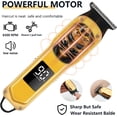 thumbnail image 2 of Cortapelos para hombres, Afeitadora eléctrica profesional Cortapelos para hombres Acabado Recortador Cortes de pelo y kit de barba (9 piezas/USB/Recargable/Pantalla LCD/Inalámbrico/Oro negro), 2 of 5