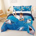 thumbnail image 3 of Feelyou Cartoon Sea Shark Full Size Comforter Sets for Men Boys, Underwater Wildlife Bedding Sets, Blue, Blue Reversible, 3-Piece, 3 of 6