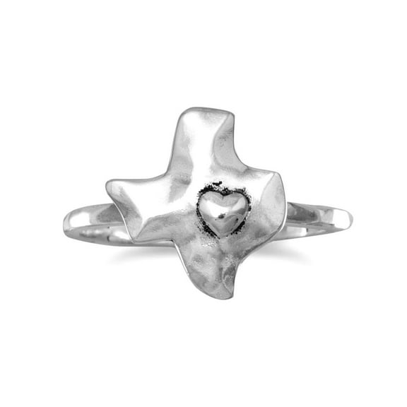 Oxidized Textured 925 Sterling Silver Texas Ring Love Heart Design Size 6 Statement Ring for Women
