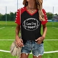 thumbnail image 6 of Mifsaly Football Shirt Women V-Neck Short Sleeve Game Day Shirts Glitter Letter Graphic Sport Pullover Team Fans Game Day Football Tee XXXL, 6 of 6