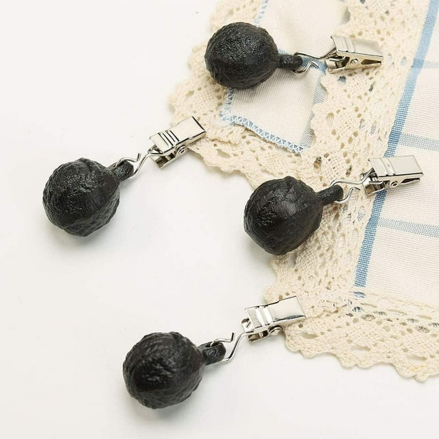 Sungmor Pesas de Mantel de Hierro Fundido - Paquete de 4, marrón oscuro antiguo, pinzas redondas para colgar y sujetar manteles. Ideal para hogar, jardín, fiesta, boda, campamento y picnic.