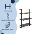 thumbnail image 3 of happimess MSH1000A Madera 40.55" Classic Industrial 3-Shelf Wood Wall-Mounted Open Ladder Bookcase with Metal Frame, Black, 3 of 9