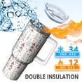 thumbnail image 2 of 40oz Insulated Tumbler with Handle - Winter Snowflake Stainless Steel,Double Wall Cup w/Straw Lid for Office Party, 2 of 5