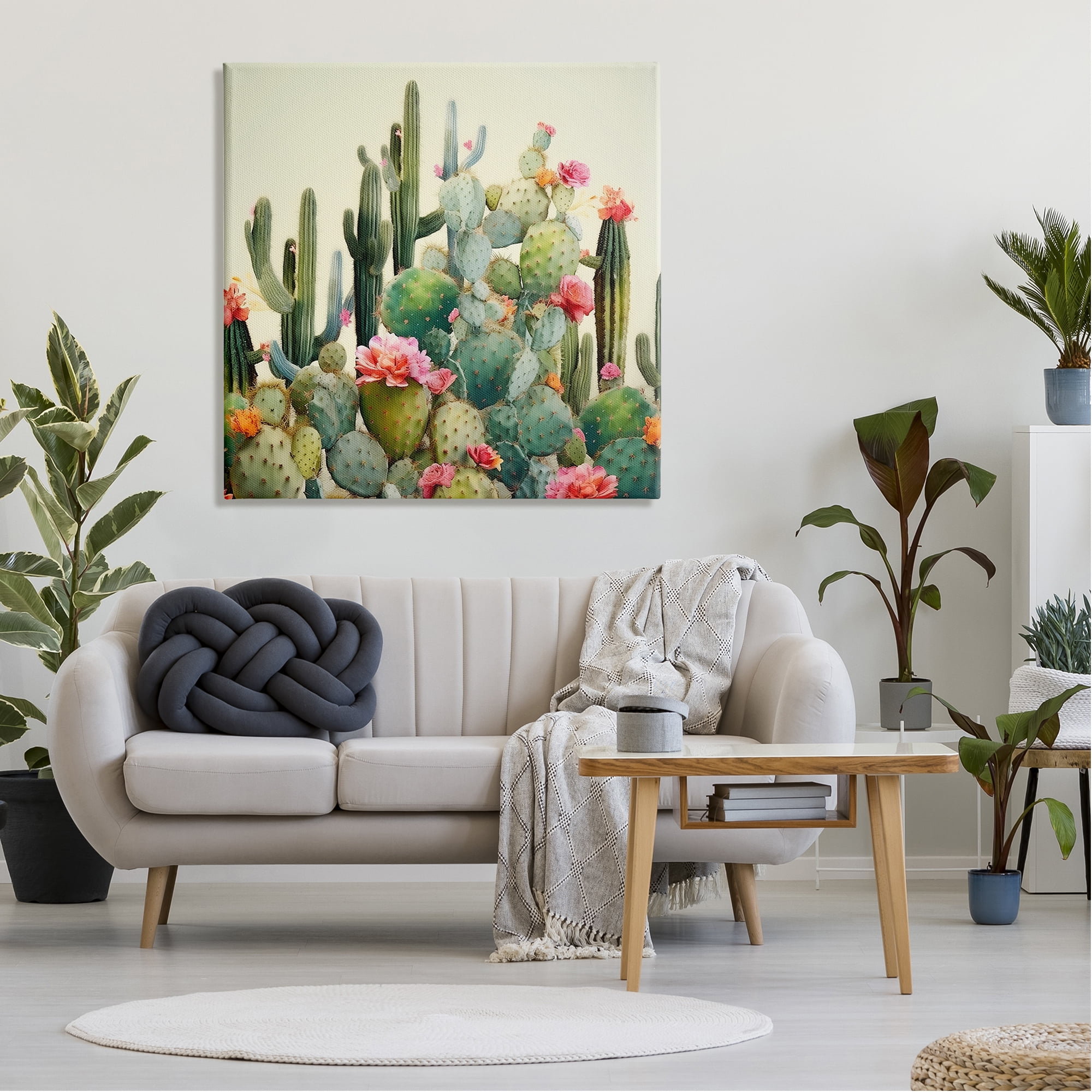 Stupell Industries Prickly Cactus Blooms Botanical & Floral Painting Gallery Wrapped Canvas Art Print Wall Art, 36 x 36