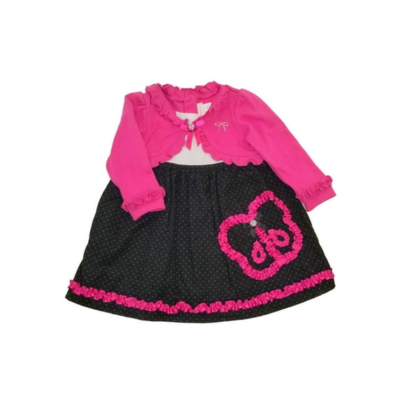 Infant Toddler Girls Pink Polka Dot Butterfly Christmas Holiday Party Dress 18M