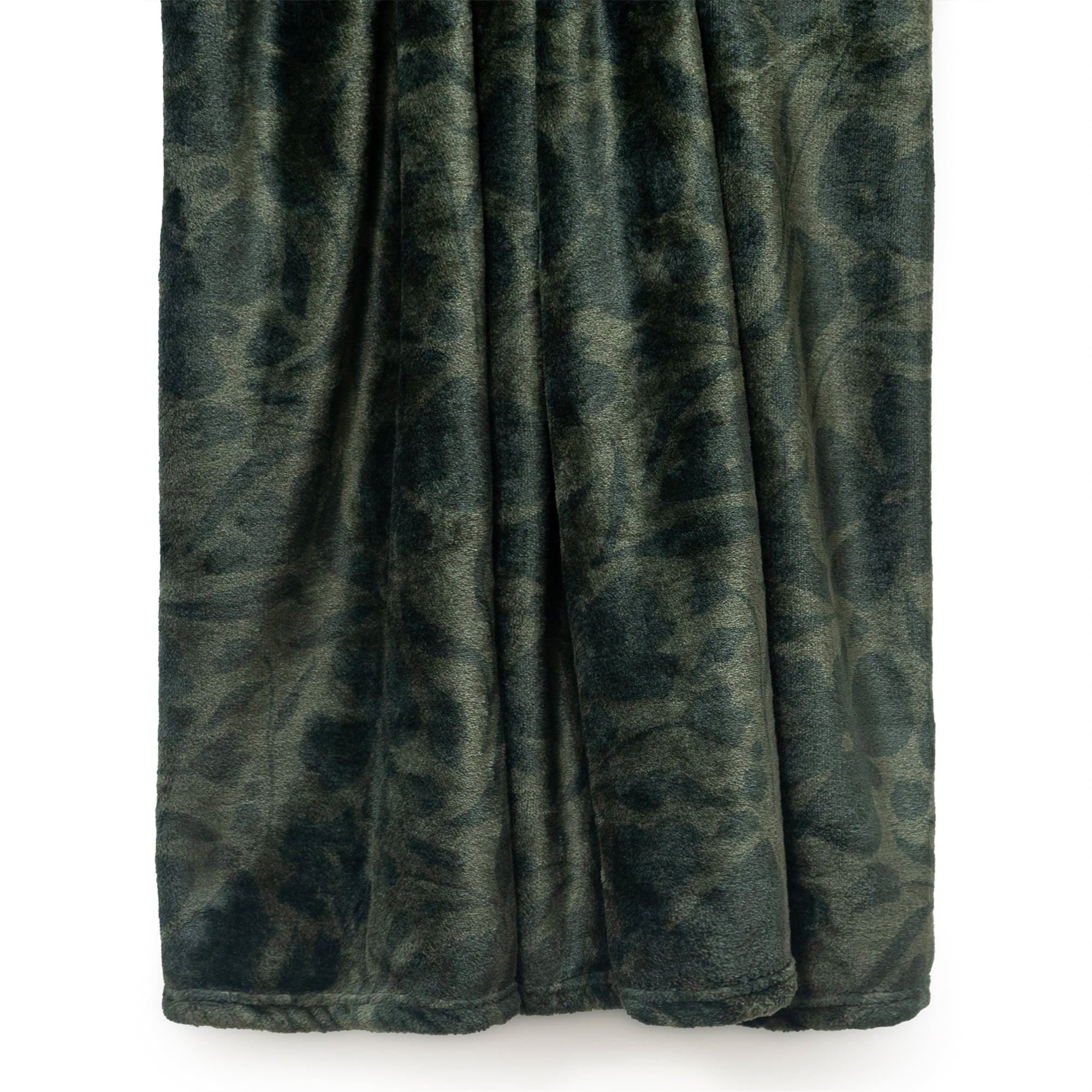 Americanflat Throw Blanket - 50x60 Inch Printed Fleece - Floral Design - Lightweight Warmth - Green