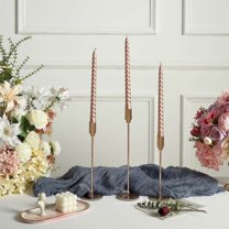 Efavormart 12 Pack 11" Matte Blush Rose Gold Premium Spiral Long Burn Wick Taper Candles, Tall Unscented Wax Dinner Candle Sticks