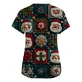thumbnail image 3 of Dwellite Christmas Scrub Tops Women Xmas Tree Printed V Neck Short Sleeve Plus Size Scrubs Medical Uniform Shirts with Pockets Dark Green L, 3 of 5