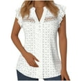 thumbnail image 1 of Timegard Débardeurs pour Femmes Été 2024 à Œillets Manches Courtes Col en V avec Boutons Blouse Tunique Décontractée Élégante, 1 of 6