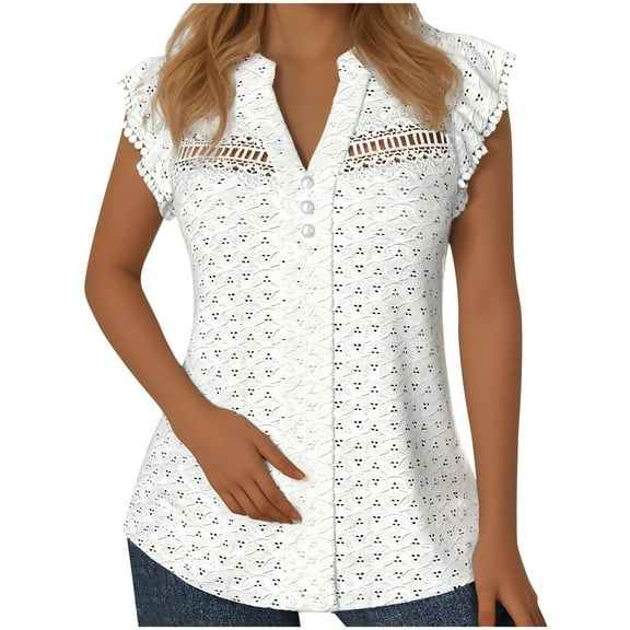 Zuesphe Business Tops for Women Office Professional Shirts for Women Dressy Casual White Blouses for Women Dressy Casual 3/4 Sleeve Summer Tunics for Women 2025 Button Down