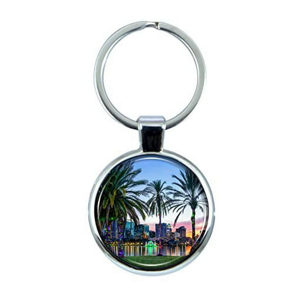 Orlando Keychain with Epoxy Dome and Metal Keyring