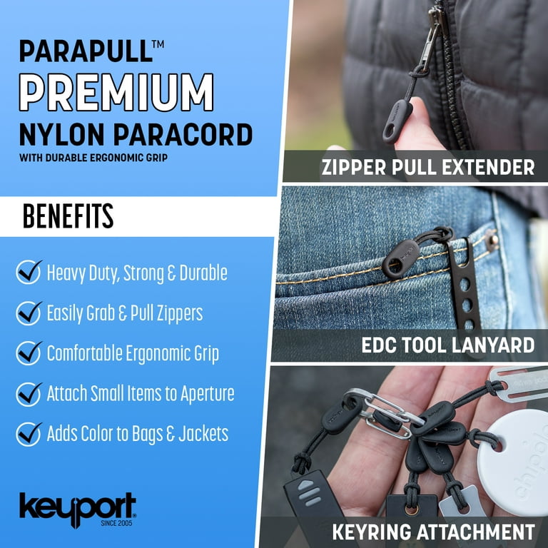 Keyport Para Pull 5-Pack (Black) - Premium Nylon Paracord Zipper Pulls,  Heavy Duty, Bags, Puller