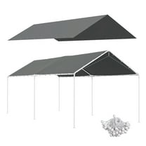 10' x 20' Carport Replacement Top Canopy Cover, UV Resistant and Water Resistant Car Port Portable Garage Tent Cover with Bungee Cords, Dark Gray, Only Cover