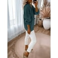 thumbnail image 5 of Women'S -Fashion Casual Open Front V Neck Long Sleeve Chunky Knit Cardigan Sweaters Outerwear Coats Peacock Green M, 5 of 7