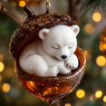 thumbnail image 4 of Sunxin Hangs Animal Ornaments Christmas Ornaments 2D Acrylic Animal Christmas Tree Pendant Figurine Decorative Home for Wall Room Garden, One Polar Bear Pine Nut Animal Pendant, 4 of 4
