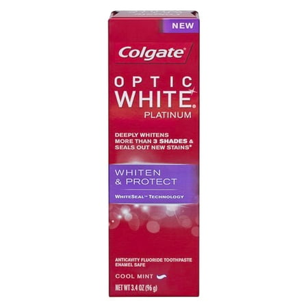 Colgate optique Blanc platine Dentifrice, Whiten et protéger - 3.4 Oz, Pack 2