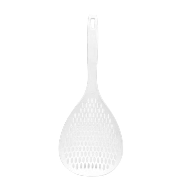 Strainer Long Handle Heat-resistant Kitchen Skimmer Sifter Plastic Cooking Sieve Scoop Spoon, White