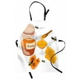 thumbnail image 1 of Honey Bee Apron, Apiary Collaboration Wooden Spoon Honeycomb Jar and Sunflowers Cartoon, Unisex Kitchen Bib with Adjustable Neck for Cooking Gardening, Adult Size, Orange and Multicolor, by Ambesonne, 1 of 4