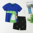 thumbnail image 4 of Teen Boy Clothes Toddler Kids Baby Boys Outfits Sets Summer Cotton Elastic Prints Short Sleeved Casual 6M 12M 18M 24M 3T 4T Shirt and Jogger Shorts Tops+Shorts 2PCS Set, 4 of 7