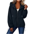 thumbnail image 2 of Sahpxhe Women Waterproof Zip Up Jacket Hooded Long Sleeve Drawstring Lightweight Windbreaker Jacket for Sport Travel Navy L, 2 of 10