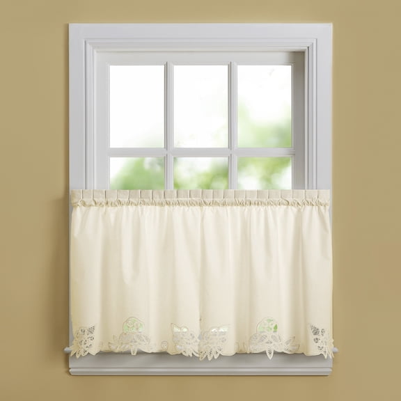 CHF Battenburg 24"L x 60"W, Tier Curtain, Ecru, 100% Cotton, Indoor, Adult
