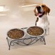 thumbnail image 4 of Cuencos dobles elevados de agua para comida de acero inoxidable con soporte de metal para alimentador de mascotas criado para perros y gatos, 4 of 5