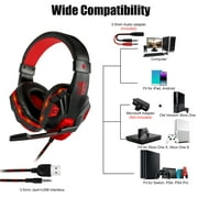 TSV Gaming Headset Fit for PS5 PS4 PC Xbox Nintendo Switch, USB + 3.5mm Wired Headphones with Microphone, Stereo Surround Sound Noise Canceling Over-Ear Headphones Fit for Laptops Tablets Phones
