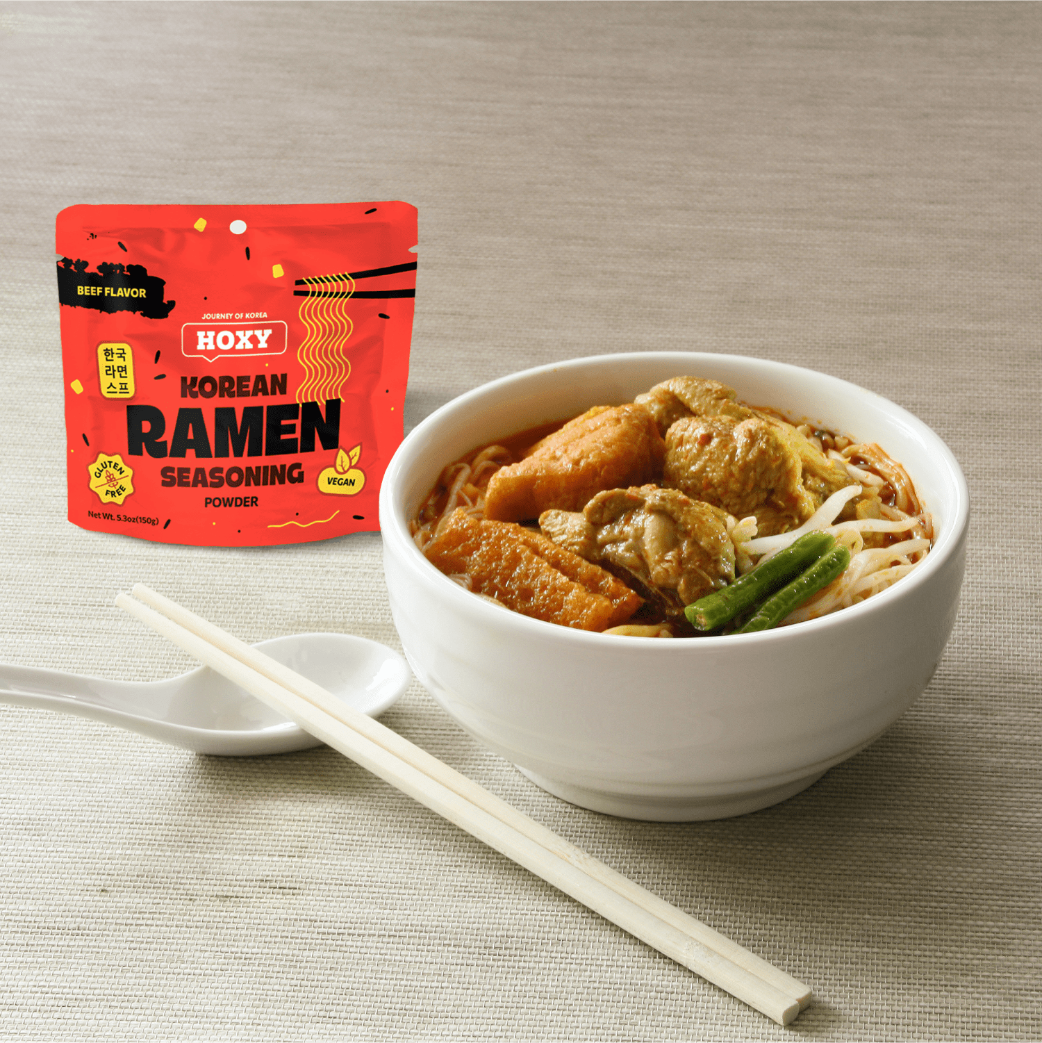 Hoxy Journey of Korea Korean Ramen Seasoning | Gluten Free, Vegan | Finest Ramen Seasoning Powder | 5.3oz (Hot & Spicy Chicken, Pack of 1)